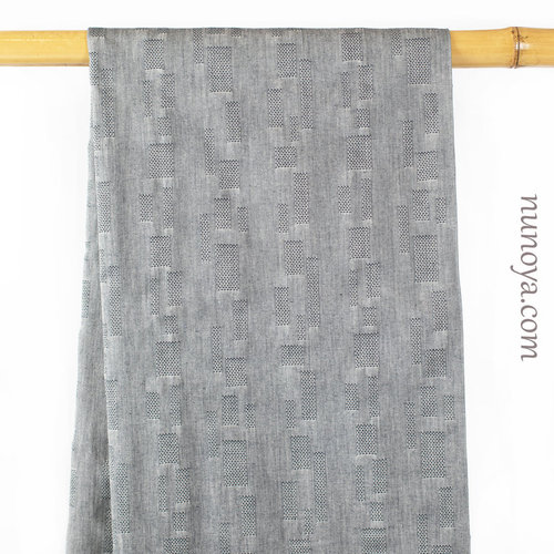Rectangles, in blue - Cotton yarn dyed Jacquard
