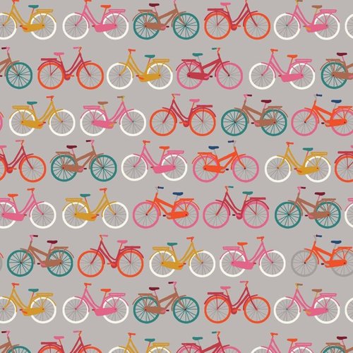 Bikes on grey - Cotton
