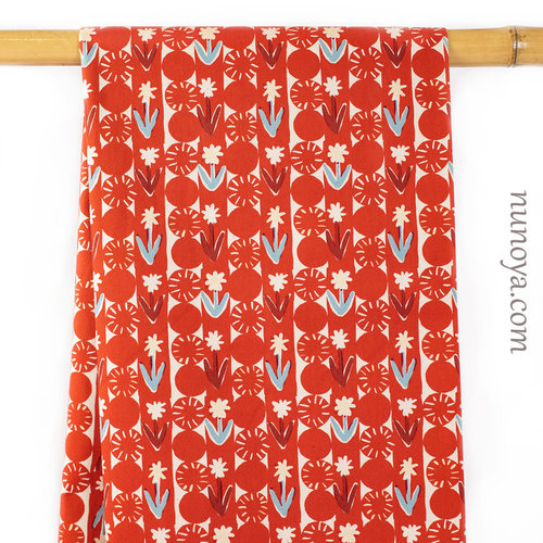 Flower & Poker chips - Red -  Imaginary Nature by Egg Press - Cotton Oxford