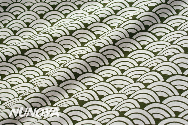 Seikaiha - grand motif - vert et blanc