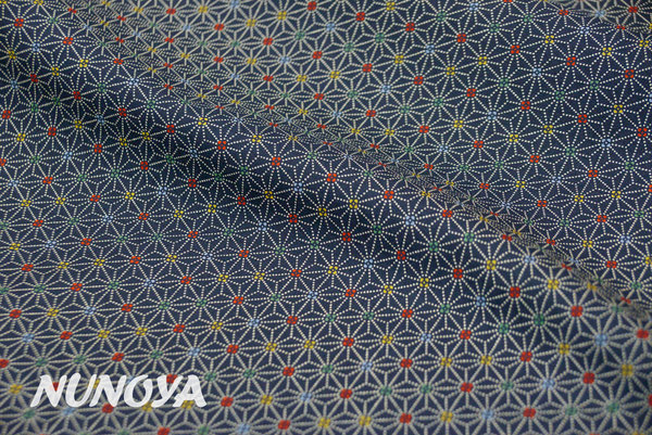 Asanoha dots - navy blue with multi-colour specks