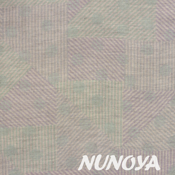 Striped triangles and dots - pale green and violet - by Kokka