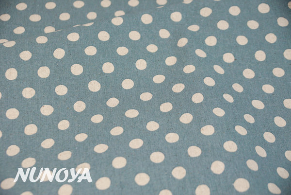 Big natrual dots on blue - Cotton & Linen