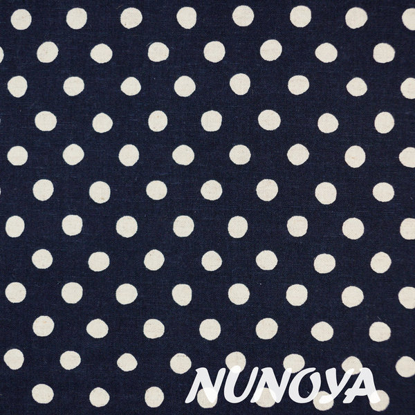 Big natrual dots on navy blue - Cotton & Linen