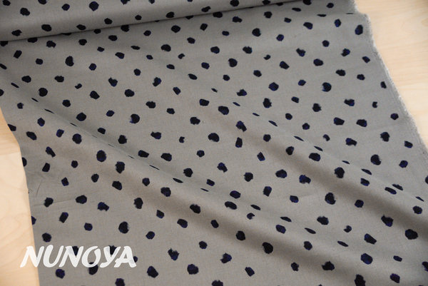 Navy dots on grey - Rayon/linen