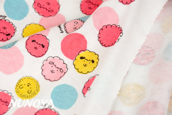 Fluffy sheeps and hedgehogs, in pink - Cotton jersey