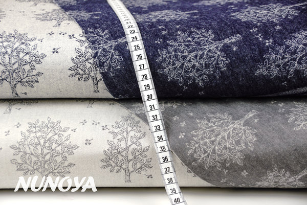 Beautiful trees, in navy blue - Yarn dyed cotton Jacquard