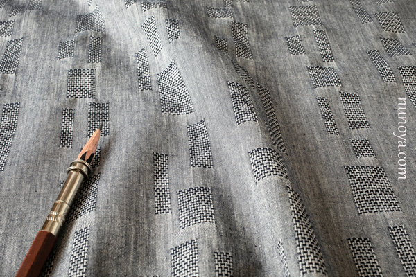 Rectangles, en bleu - Jacquard de fil teint de coton