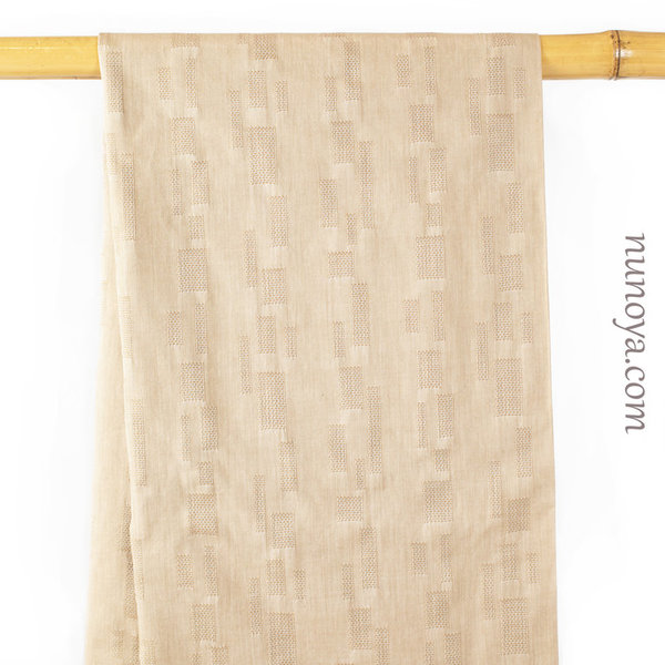 Rectangles, in beige - Cotton yarn dyed Jacquard