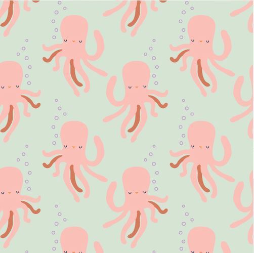 Octopussy on light green - Cotton