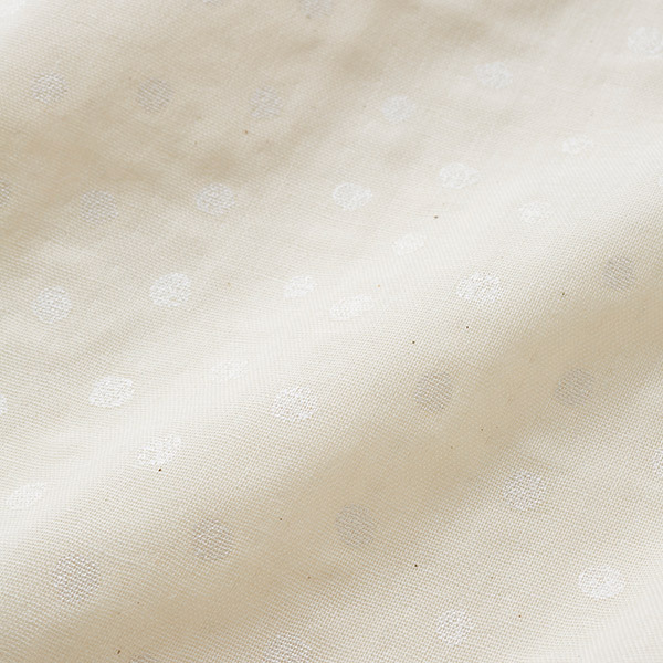 Pocho Petit - White dots on light beige - Cotton double gauze - 2019