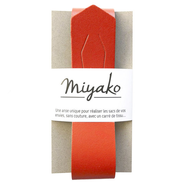 Asa de cuero para bolsos furoshiki de Miyako - Vermillon - Rojo vivo