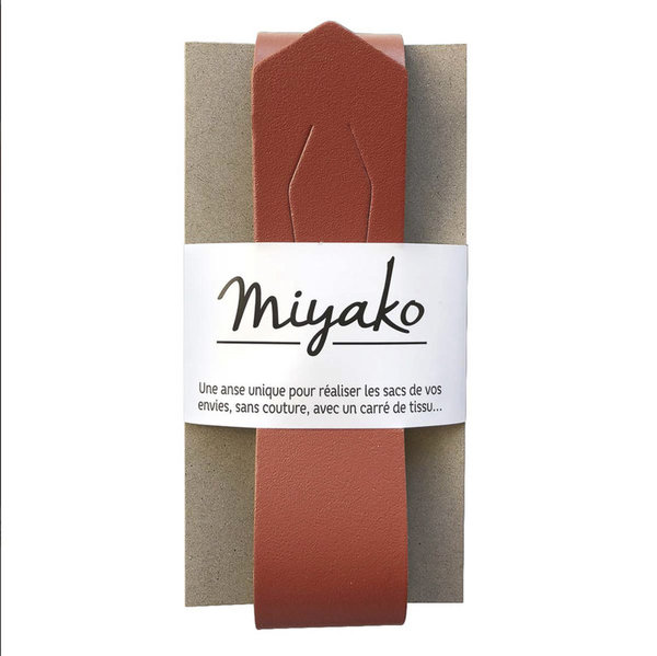 Asa de cuero para bolsos furoshiki de Miyako - Terracota