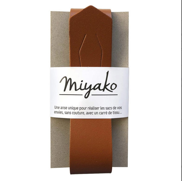 Ansa de cuero para bolsos furoshiki de Miyako - Marrón