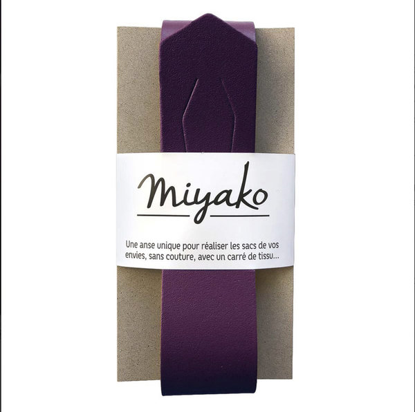 Leather Handle for Furoshiki bags by Miyako - Prune