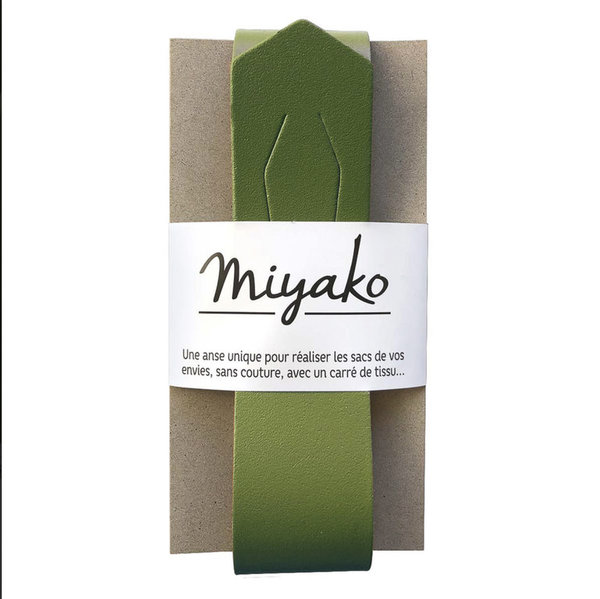 Leather Handle for Furoshiki bags by Miyako - Olive