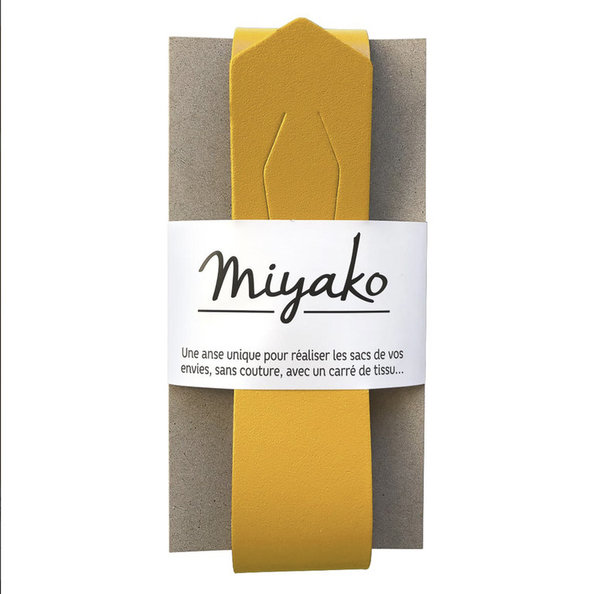 Leather Handle for Furoshiki bags by Miyako - Curry