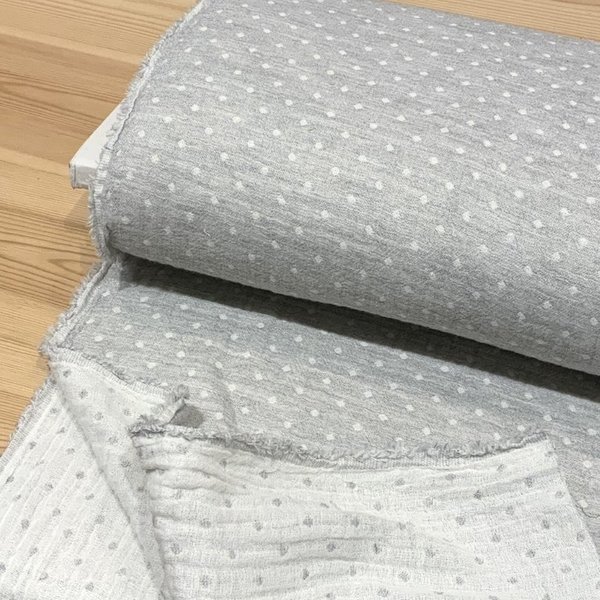 Textured triple gauze with dots - grey - Cotton triple gauze