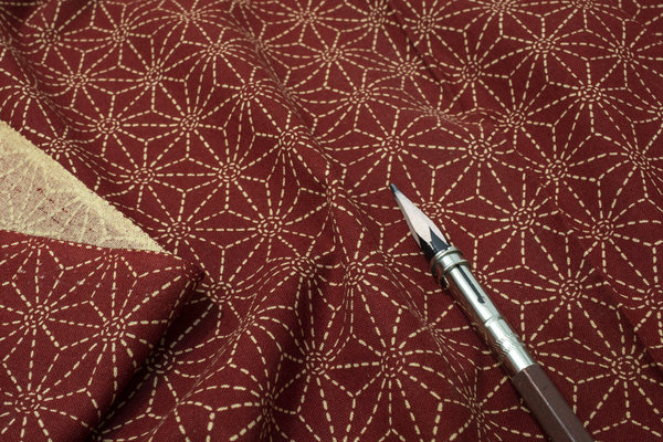 Big Asanoha stitches - Deep red - Cotton
