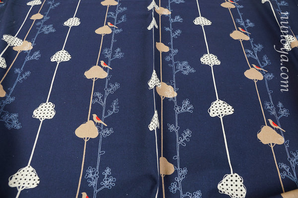 Balance birds - Navy blue - Echino - Cotton and linen canvas
