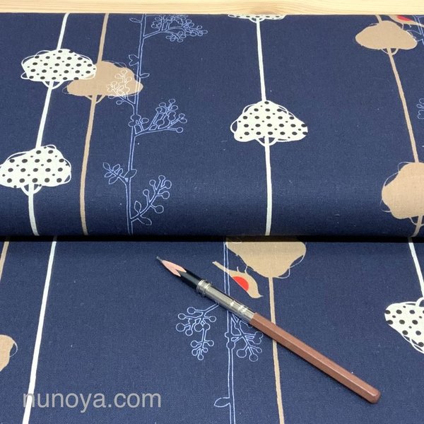 Balance birds - Navy blue - Echino - Cotton and linen canvas