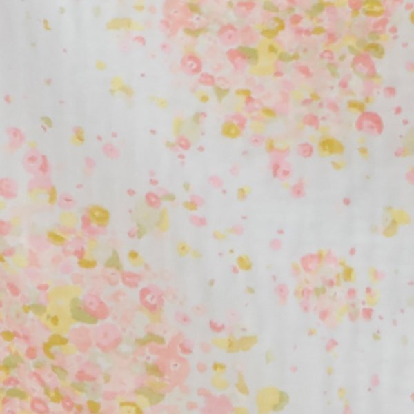 Fuwari fuwari - Pink/Yellow on natural - 100% cotton double gauze