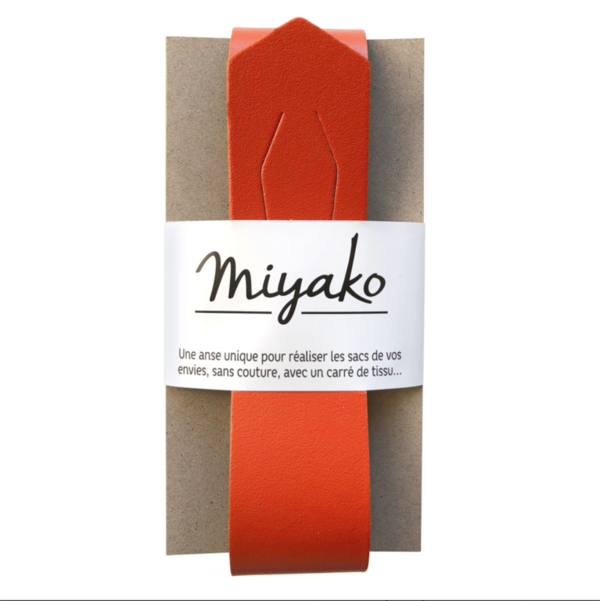 Leather Handle for Furoshiki bags by Miyako - Orange