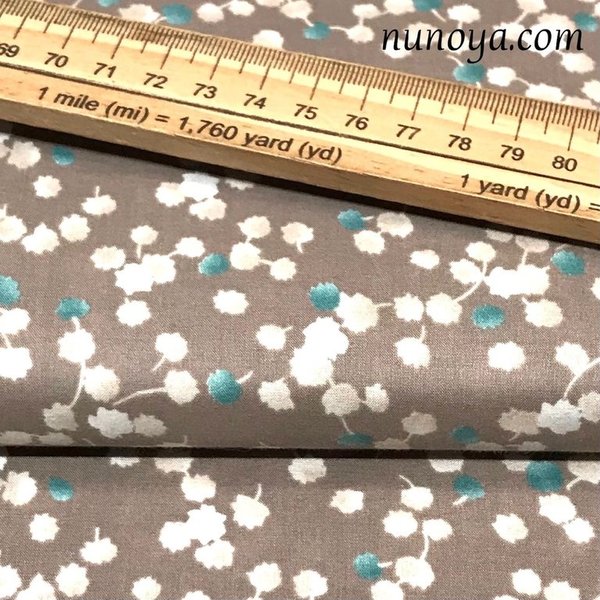 Green and white dots on taupe - Organic cotton lawn