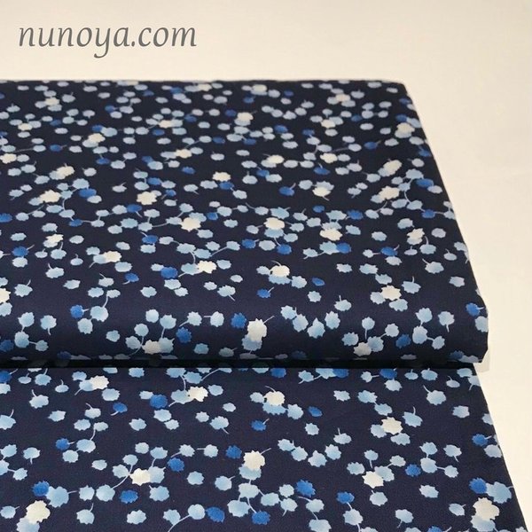 Green and golden dots on navy - Organic cotton lawn