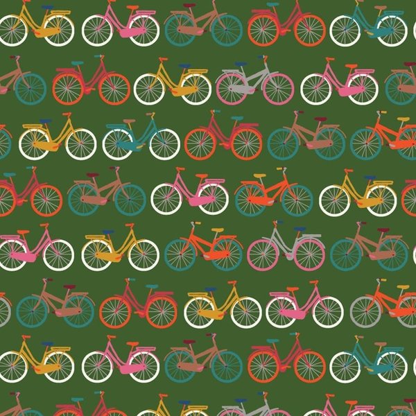 Bikes on green - Cotton