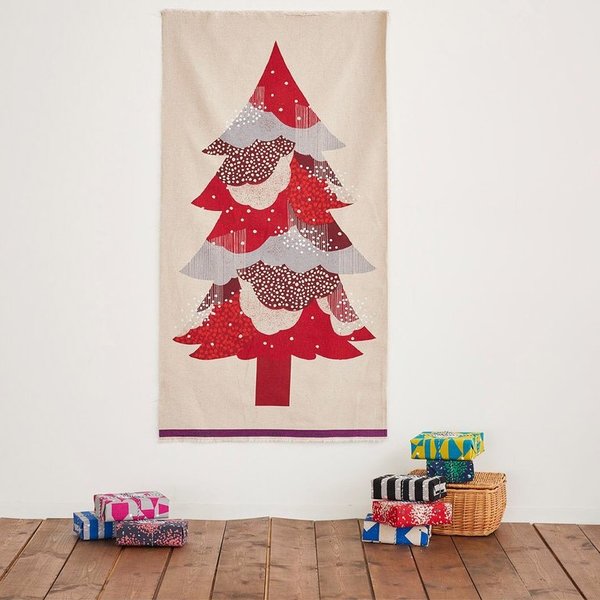 Christmas Tree - Red - Echino - Cotton and linen canvas