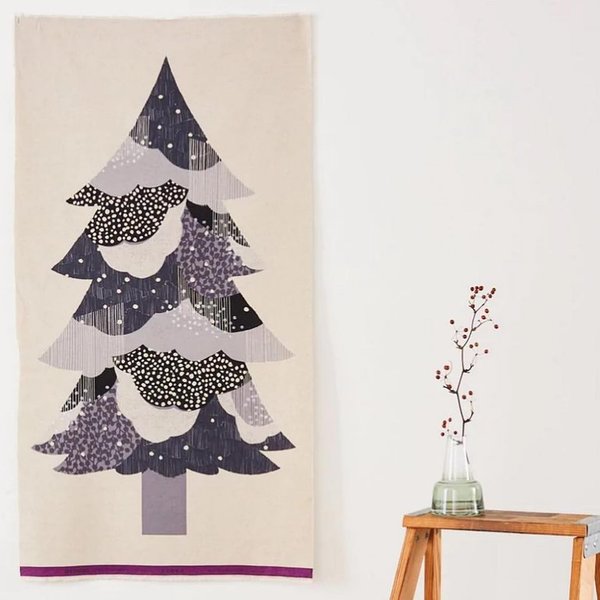 Christmas Tree - Black - Echino - Cotton and linen canvas