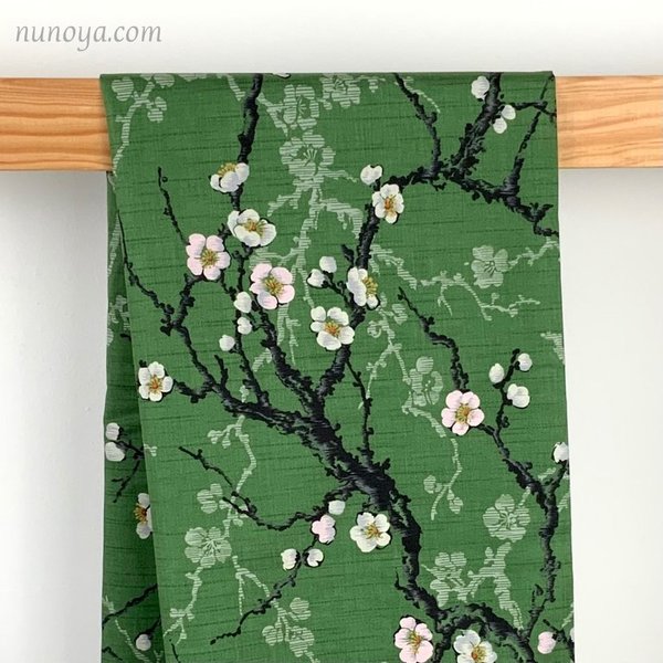 Plum tree branch, green - Cotton