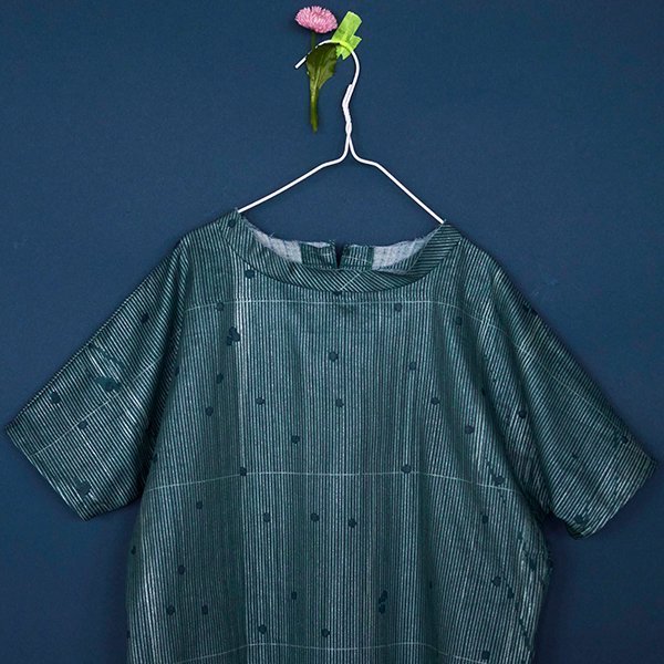 Poesia visual - Green dots & green stripes - 100% cotton double gauze