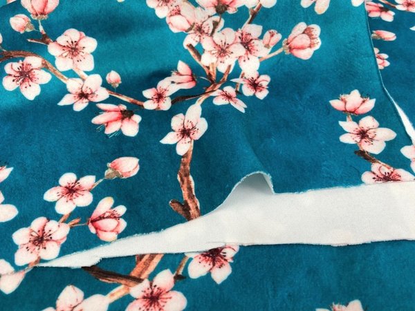 Sakura - Teal Blue - Velvet / Polyester