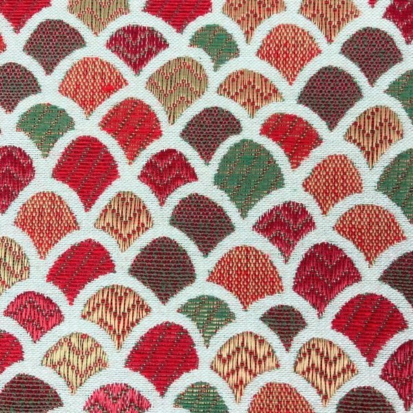 Wave Red / Green - heavyweight cotton/poly jacquard