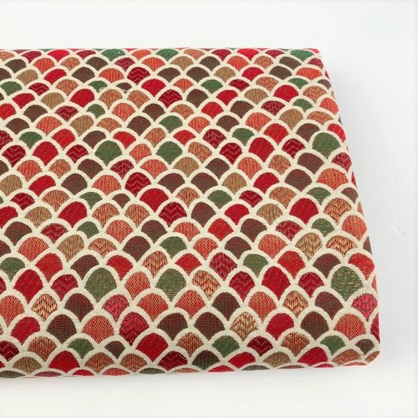 Wave Red / Green - heavyweight cotton/poly jacquard