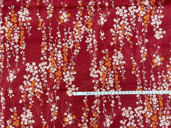 Small shidare sakura - Rojo texturizado - Dobby de algodón
