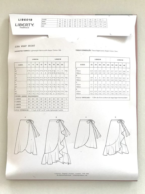 Zina Wrap Skirt Sewing Pattern Talla 34-42- Liberty Fabrics