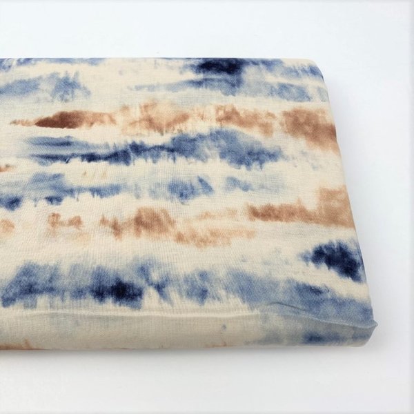 Tye dye brown and navy on natural - Light Cotton
