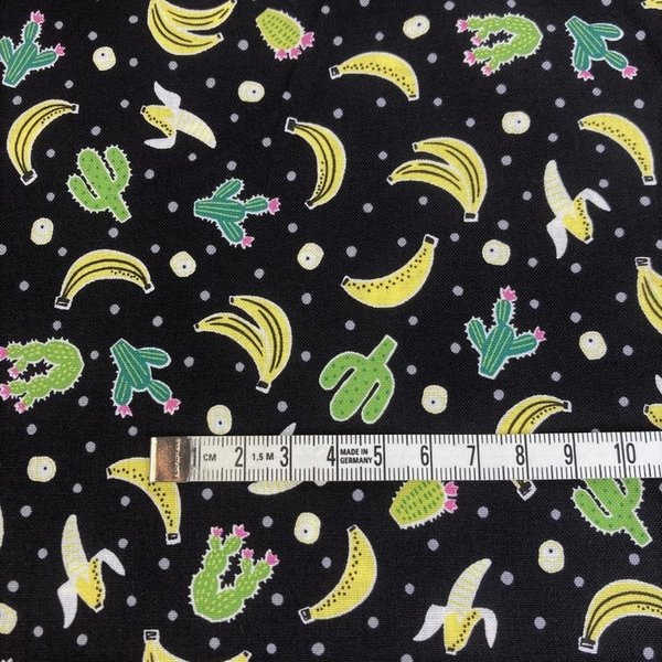 Banana & Cactus - Black - Cotton sheeting