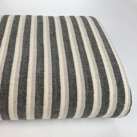 White & grey Stripes - Double cotton yard dyed dobby