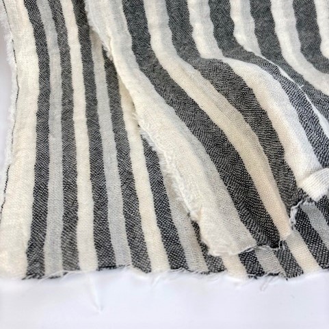 Rayures blanches et gris - Coton Dobby fil teint