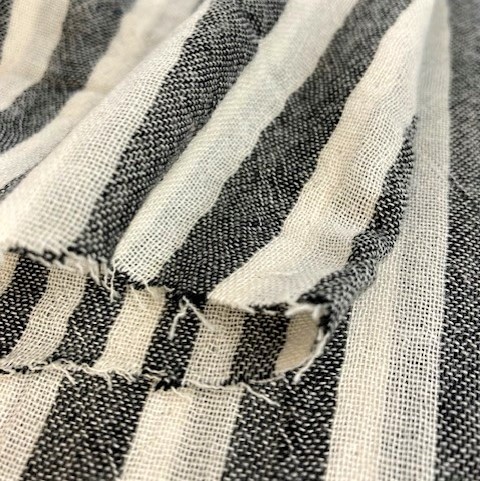 Rayures blanches et gris - Coton Dobby fil teint