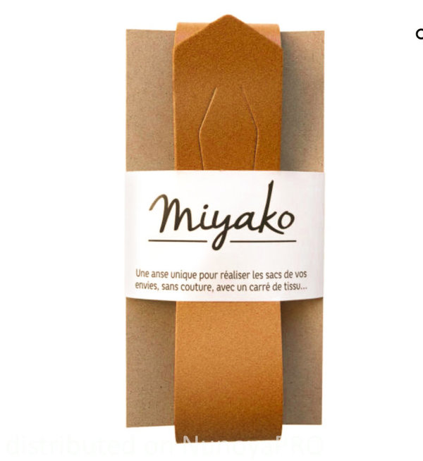 Asa de cuero para bolsos furoshiki de Miyako - Bronze