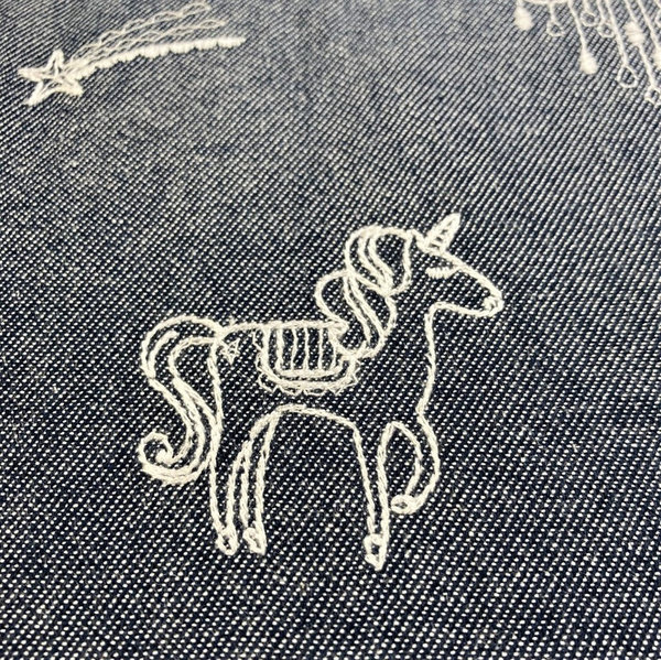 Embroided Unicorn on denim