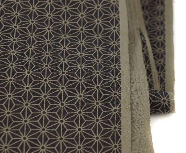 Asanoha - Beige on black - soft contrast - Cotton