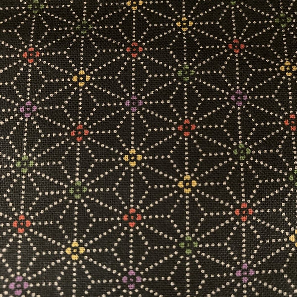Asanoha dots - black with multi - colour specks