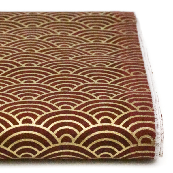 Golden Seigaiha on red - Cotton