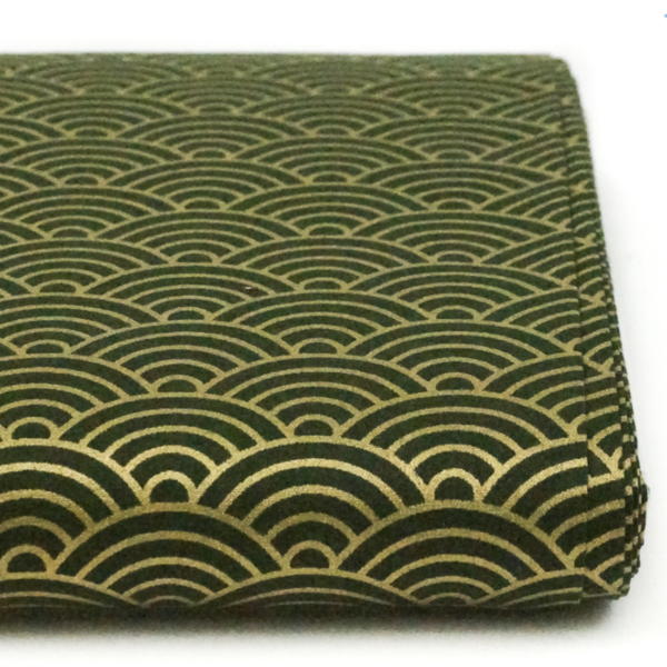 Golden Seigaiha on green - Cotton